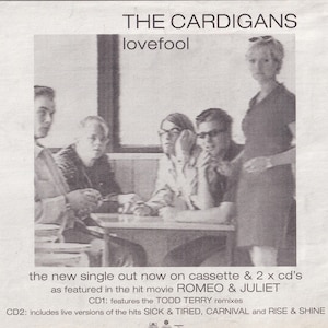 Mini póster vintage original/recorte de periódico - The Cardigans - Lovefool