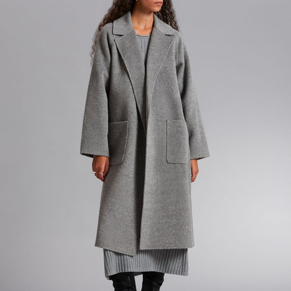 na.e グレー ロングコート　Wool&Cashmere Long Coat Gray Cashmere Coat Cashmere Long Coat for Women Cashmere Coat Wool