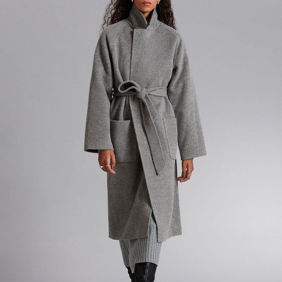 na.e 新品未使用　Wool&Cashmere Long Coat_Gray Gray Cashmere Coat Cashmere Long Coat for Women Cashmere Coat Wool