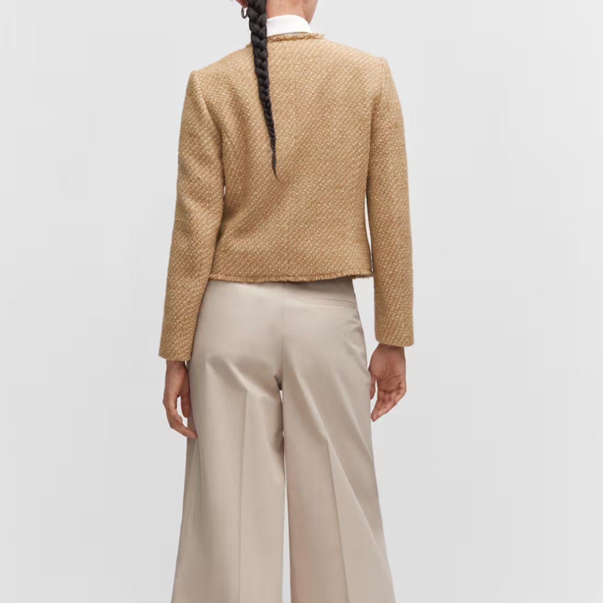 Women Tweed Blazer Long Sleeve Casual Work Blazer Jacket
