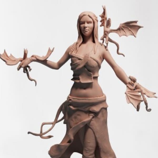 Daenerys with Dragons 3D Print STL File