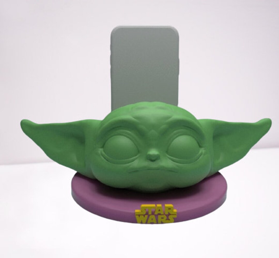 Baby Yoda Stand Mobile Holder 3D STL File Cute Baby Yoda Design Phone
