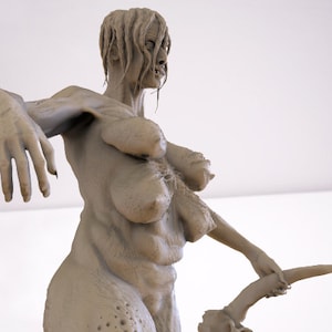 Horror-themed Zombie Witch Sculpture - 3D Printable STL File