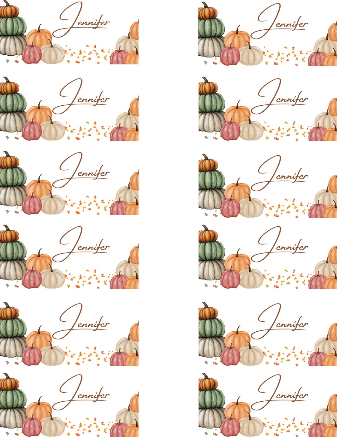 Pumpkin Place Card Template - Customizable (flat and Folded Styles) - Etsy