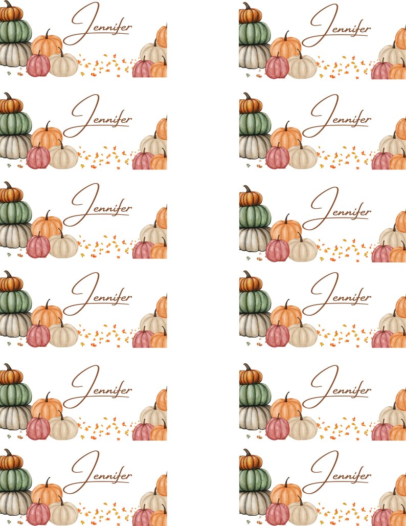 Pumpkin Place Card Template - Customizable (flat and Folded Styles) - Etsy