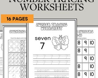 Number Tracing Worksheets 1-10, Preschool Math Printable, Back to School Kindergarten Prep, Homeschool Number Practice, Toddler Learning PDF