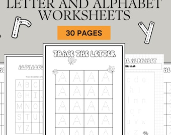 Alphabet Tracing Worksheets: Handwriting Practice for Kids (A-Z) (Digital Download)