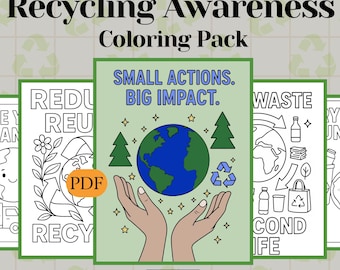 Recycling Awareness Coloring Pages | Eco-Friendly Kids Activity (PDF Pattern)