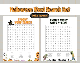 Halloween Word Search Puzzles: Kids Printable Activity (PDF Download)
