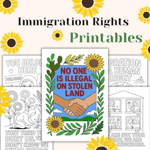 Immigration Coloring Pages: Human Rights & Social Justice Art (5 Designs) (PDF Download