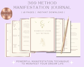 Diario de Manifestación 369 / Plantilla del Método 369 / Kit de Manifestación / Libro de Trabajo de la Ley de Atracción / Abraham Hicks / Método de Manifestación 369 /