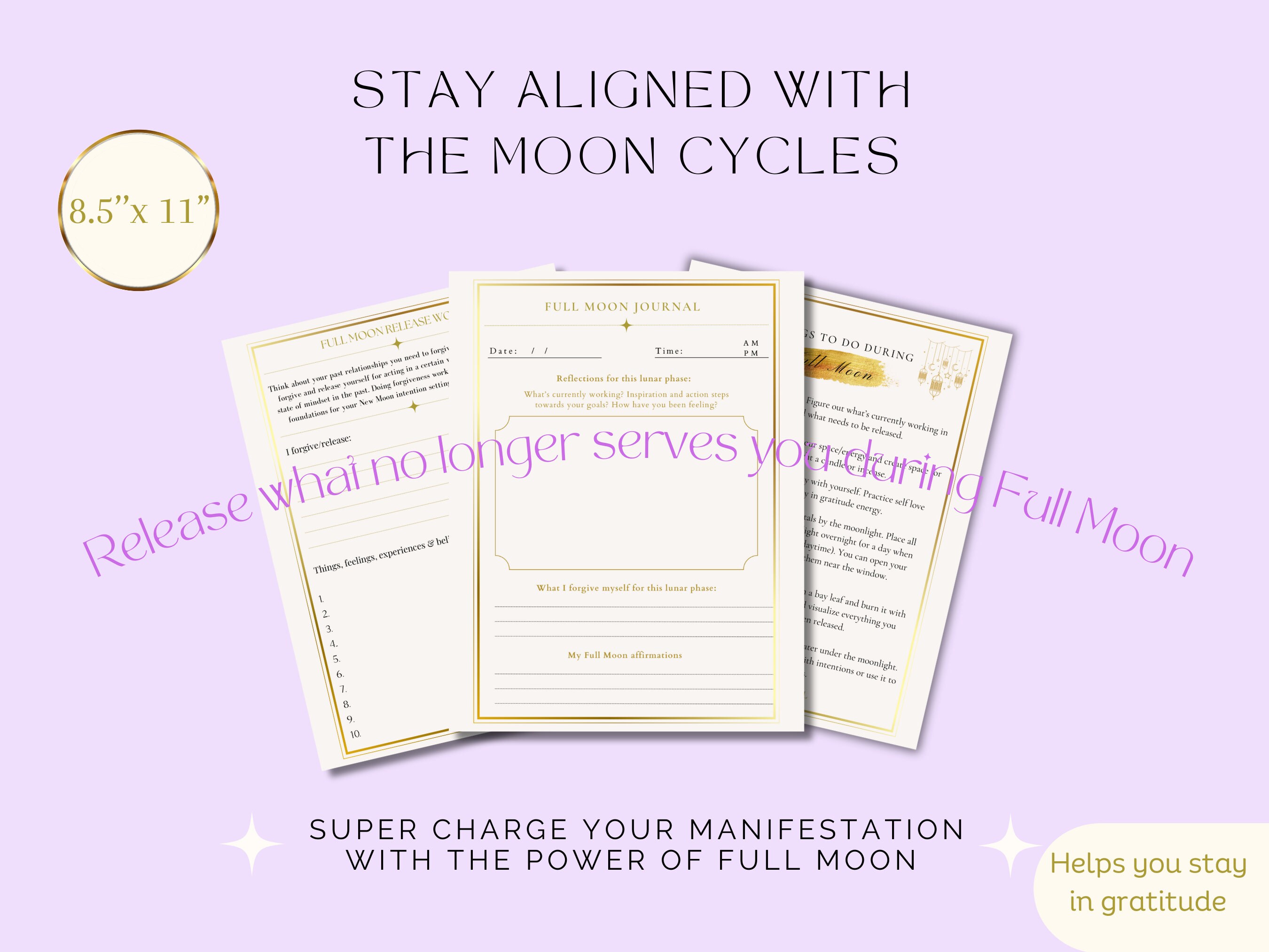 Full Moon Release Examples Full Moon Release Work Journal | Full Moon Workbook Printable ...
