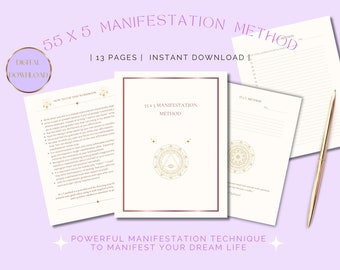55 x 5 Método de Manifestación / Diario de Manifestación / Ley de Atracción Imprimible / Hoja de Trabajo de la Ley de Atracción / Manifestación 555 /