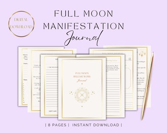 Diario de trabajo de liberación de luna llena / Libro de trabajo de luna llena imprimible / Diario de luna imprimible / Ritual de luna / Diario de ritual de luna llena / Brujería /