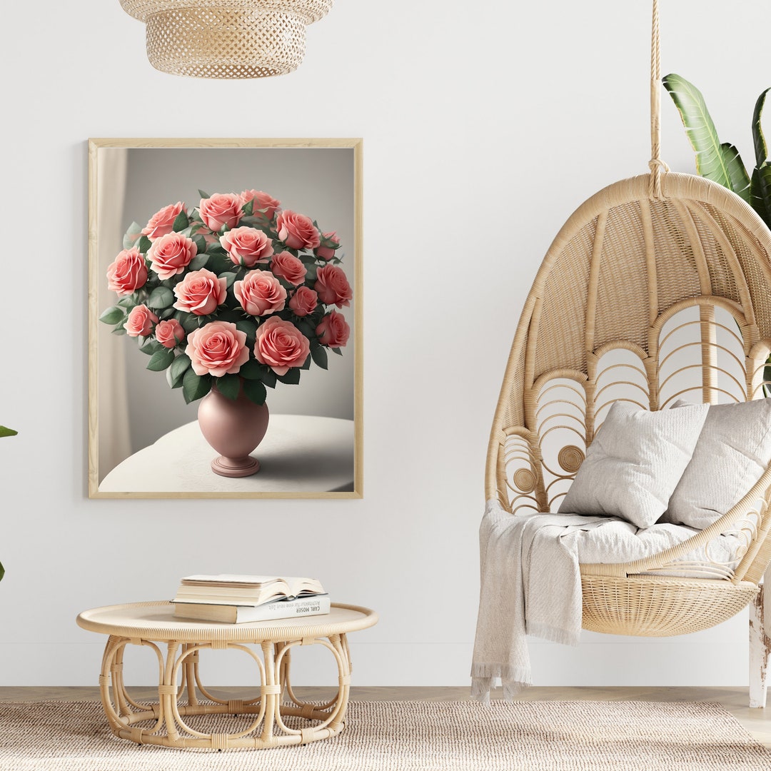 Floral Dusty Rose Wall Art Set of 3 Flower Market Poster Etsy