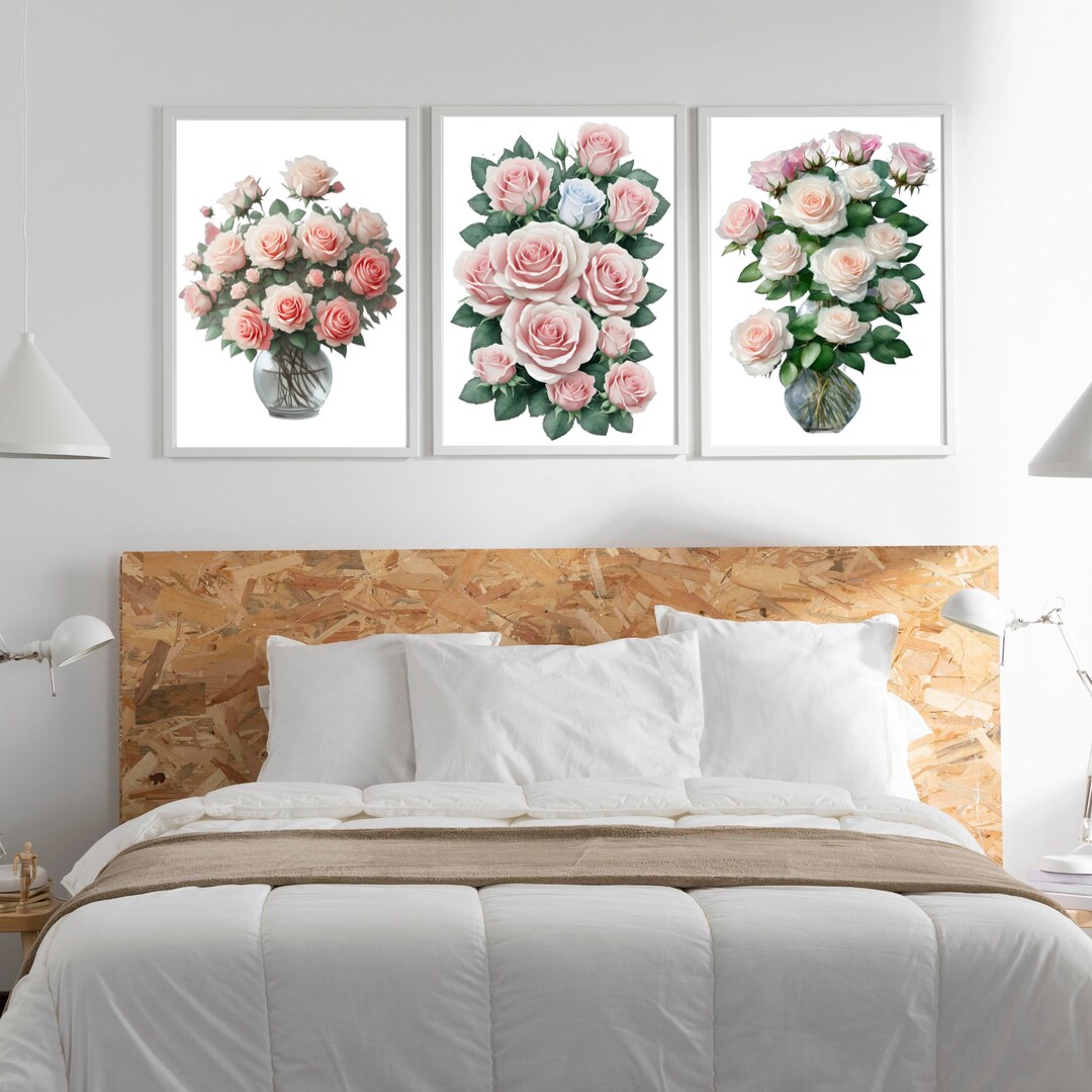 Pink Dusty Rose Wall Art Flower Market Print Roses Floral Etsy