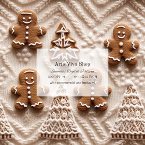 Gingerbread Seamless Pattern, Christmas Cookies Digital Paper, Gingerbread Embroidery Seamless File, Winter Holiday Scrapbook Paper