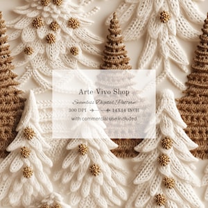 Embroidery seamless pattern, Pine trees, Fir trees, Spruce trees seamless file for fabric print, cottage core boho, wedding invitation