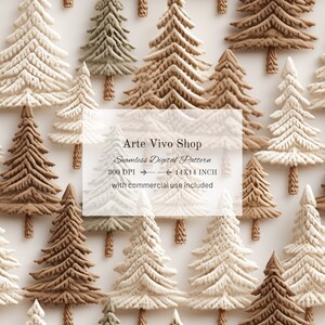 Embroidery seamless pattern, Christmas fir trees seamless file for fabric print, cottage core boho, wedding invitation, birthday card, pine