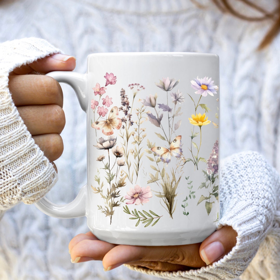 Cottagecore Wildflower Coffee Mug, Boho Botanical Nature Tea Mug ...