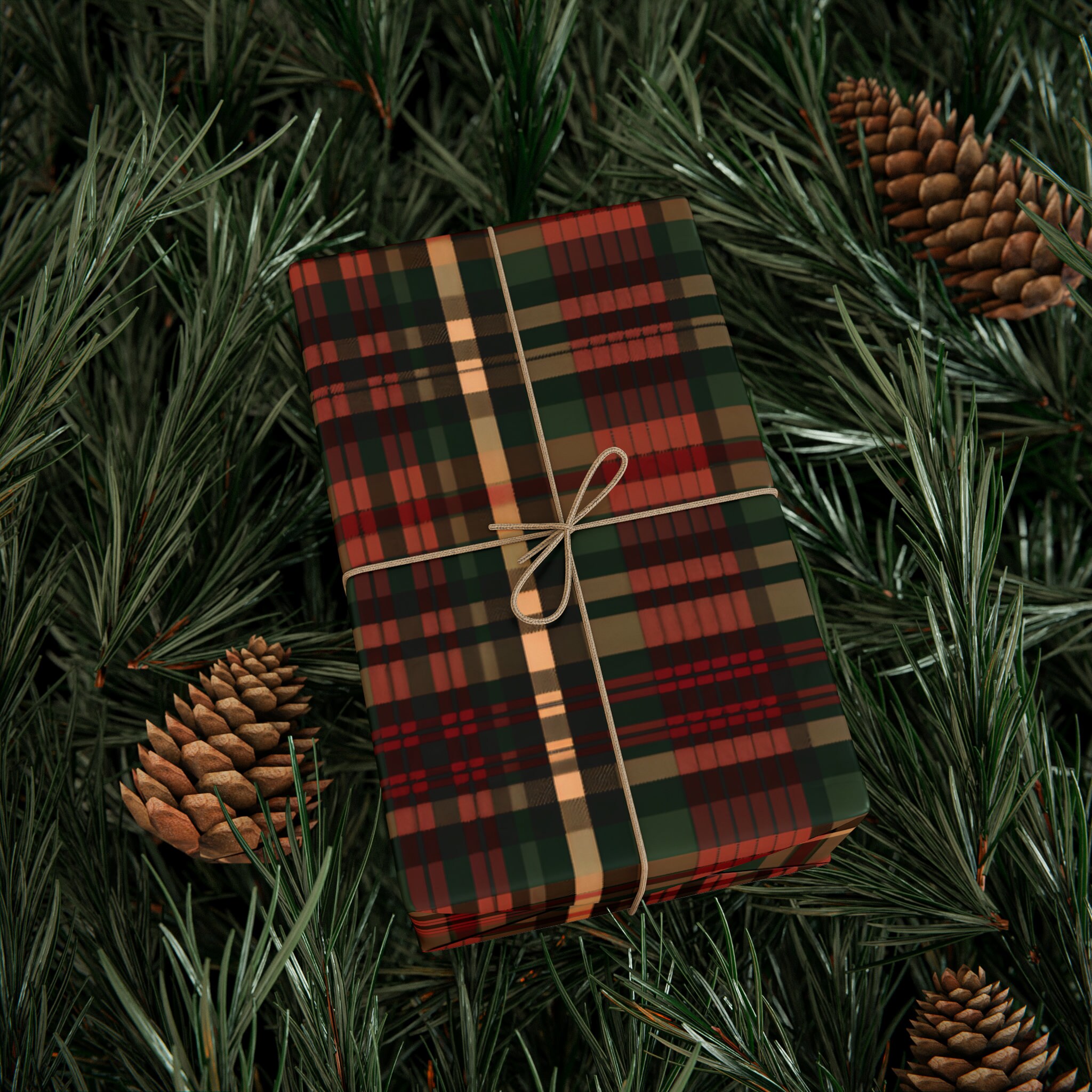 Modern Farmhouse Green Plaid Kraft Wrapping Paper