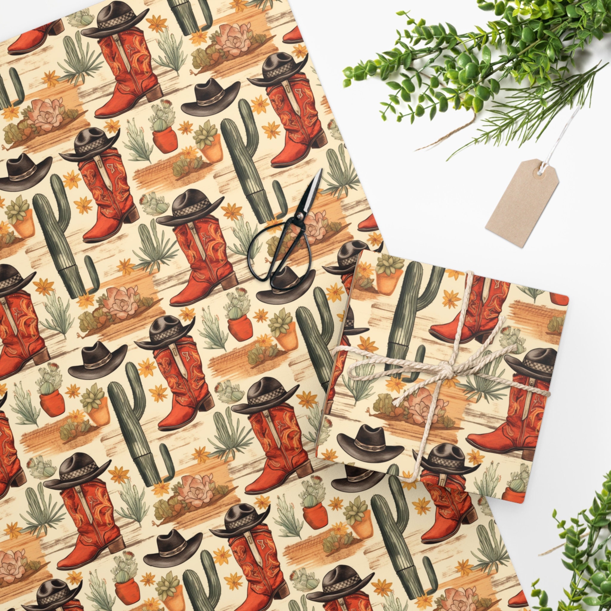 Western Wrapping Paper, Cowboy Gift Wrap, Western Gift Wrap, Farm