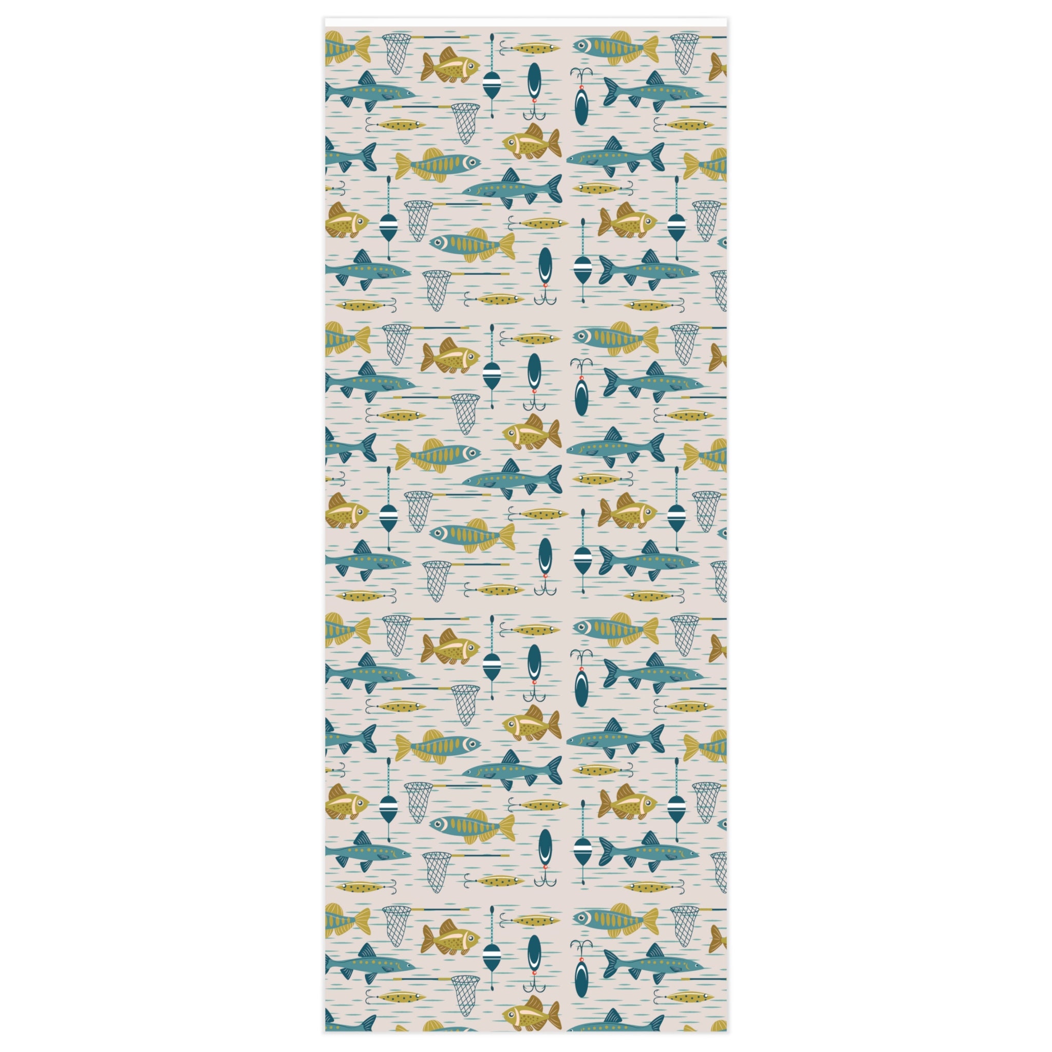 Fish Wrapping Paper Roll, Fishing Birthday Gift Wrap, Father's Day