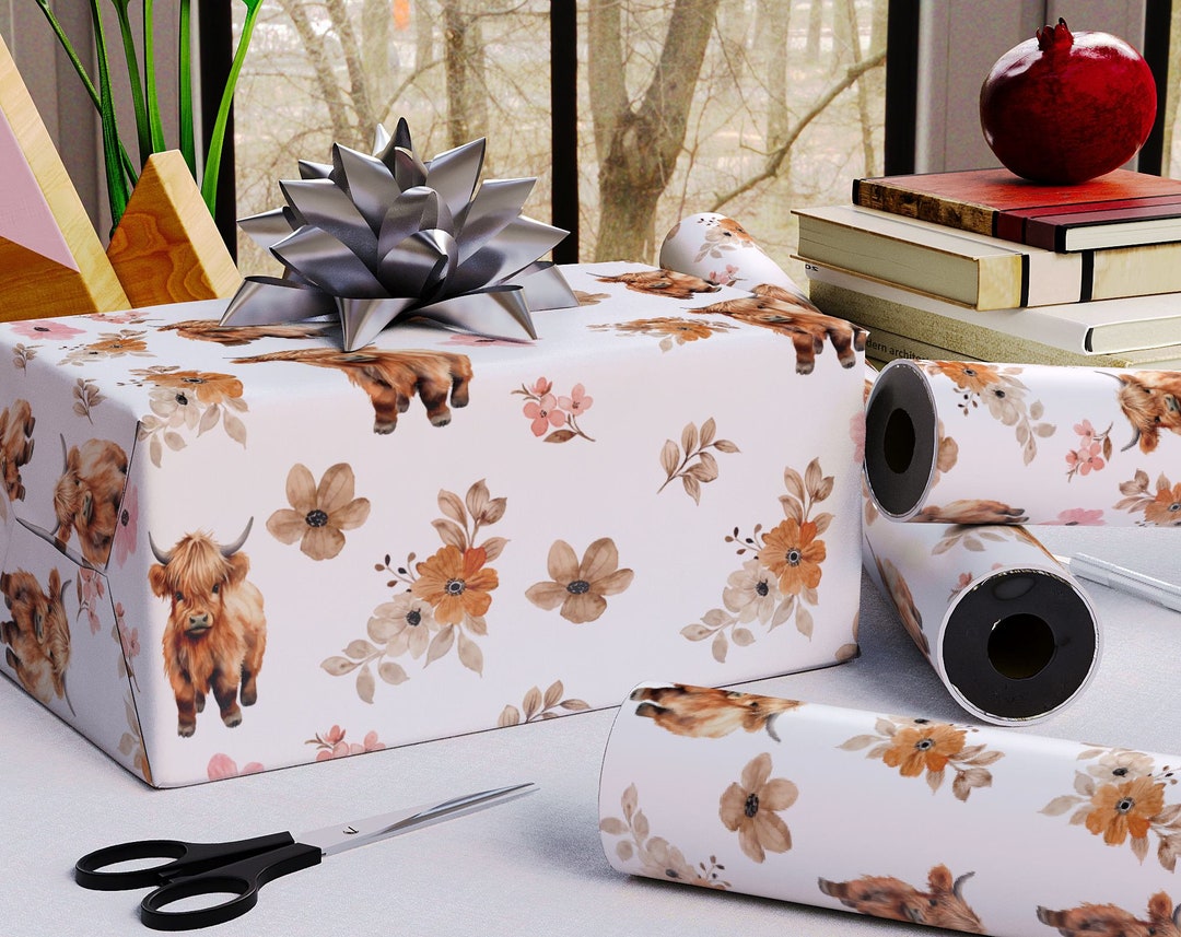 Highland Cow Wrapping Paper Western Gift Wrap Cowboy Gift Etsy