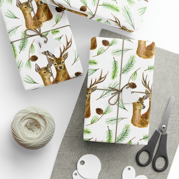 Christmas Name Wrapping Paper - Woodland Animal Deer, Baby, Kids - Graphic  Spaces