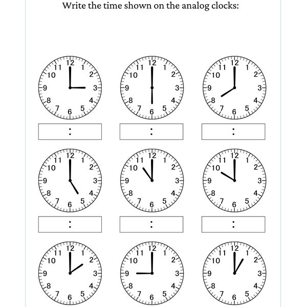 Telling Time Printable | Telling Time Clock Worksheets | Printable Learning Pages | Learning Activities for Kids First Grade