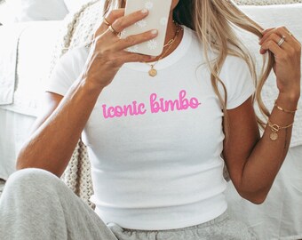 Iconic Bimbo Shirt Y2k Baby Tee Bimbocore Y2k Crop Top Bimbo Clothing Baby Tee Color Gen Z Shirt Ironic Shirt Baby Tee Y2k Bimbo Aesthetic