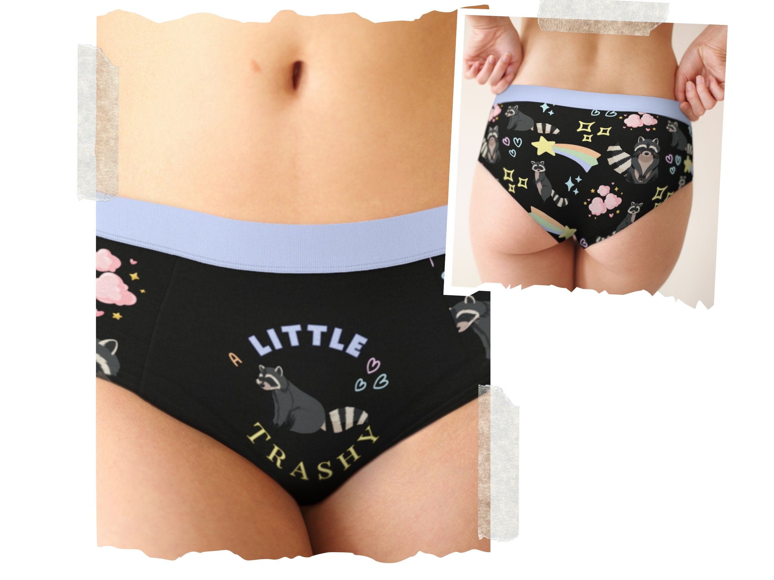 Raccoon and Cherry Women's Thongs Sexy T Back G-Strings Panties Underwear  Panty 