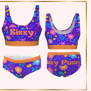 Bragas Femboy Sissy para entrenamiento Sissy con sujetador Sissy a juego, ropa Femboy para marido Sissy, kit de entrenamiento Sissy / Sissy ABDL