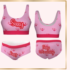 Culotte Femboy pour poule mouillée pour poule mouillée avec soutien-gorge poule mouillée assorti, vêtements Femboy pour poule mouillée mari, kit d&#39;entraînement poule mouillée | Poule mouillée ABDL