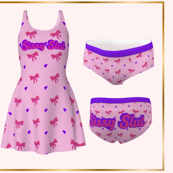 Femboy Sissy Dress with Matching Sissy Panties for Sissy Training, Gift for Submissive Sissy Training Kit | Sissy ABDL "Sissy Slut"