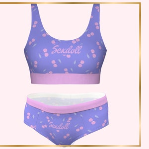 Bra and Panty Set: DDLG Naughty Panties Gift for Submissive, ABDL Little Space Panties, DDlg Clothing Fetish Underwear DDlg Kinky Lingerie