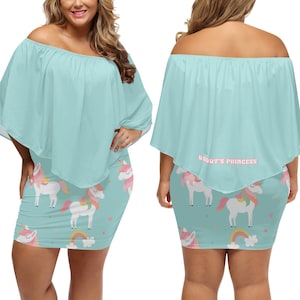 ABDL Plus Size &quot;Daddy&#39;s Princess&quot; Frauen Schulterfreies Kleid | DDLG &quot;Daddy&#39;s Princess&quot; Einhorn Trägerloses Kleid | DDlg Plus Size Kleidung