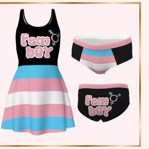 Robe Femboy pour poule mouillée pour entraînement de poule mouillée avec culotte de poule mouillée assortie, vêtements Femboy pour kit d&#39;entraînement de poule mouillée