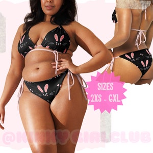 DDLG Bunny Plus Size String Bikini Gift for Submissive, BDSM Discreet Sexy Bikini,  Cute Kawaii Clothes, Submissive Clothing Bikini Set
