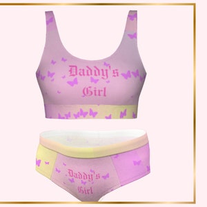Bra and Panty Set: DDLG Naughty Panties Gift for Submissive, ABDL Little Space Panties, DDlg Clothing Fetish Underwear DDlg Kinky Lingerie