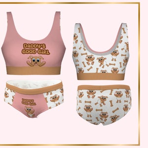 Bra and Panty Set: DDLG Naughty Panties Gift for Submissive, ABDL Little Space Panties, DDlg Clothing Fetish Underwear DDlg Kinky Lingerie