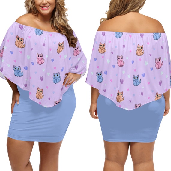 DDLG Plus Size Women's off the Shoulder Dress | Plus Size Ddlg Cute Kawaii  Kitty Cat Strapless Dress (NO TEXT) | Ddlg Plus Size Clothing - Etsy