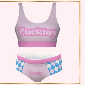 Bra and Panty Set: DDLG Naughty Panties Gift for Submissive, ABDL Little Space Panties, DDlg Clothing Fetish Underwear DDlg Kinky Lingerie
