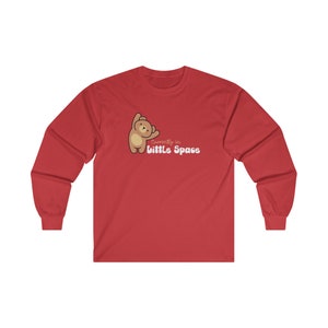 DDLG Currently in Little Space Long Sleeve Cotton T-Shirt Cute Teddybear ABDL Little Space Long Sleeve Tee Shirt Discreet DDLG Shirt Red