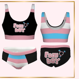 Femboy Sissy pour entraînement de Sissy avec soutien-gorge de Sissy assorti, Kit d&#39;entraînement de Sissy Femboy | Drapeau trans Sissy ABDL