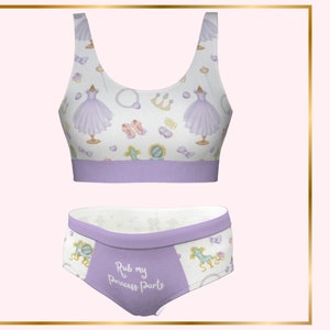 Bra and Panty Set: DDLG Naughty Panties Gift for Submissive, ABDL Little Space Panties, DDlg Clothing Fetish Underwear DDlg Kinky Lingerie