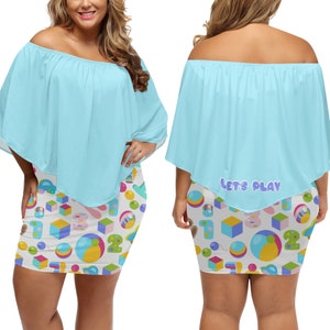 ABDL Plus Size &quot;Let&#39;s Play&quot; Frauen Schulterfreies Kleid | ABDL Toys Blaues Trägerloses Kleid | | DDlg Plus Size Kleidung | ABDL Kleid