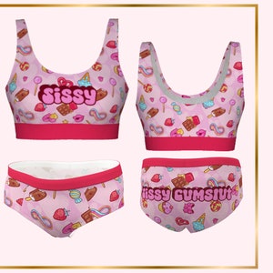 Femboy Sissy Panties for Sissy Training with Matching Sissy Bra, Femboy Clothes for Sissy Husband, Sissy Training Kit | Sissy ABDL &quot;Cumslut&quot;
