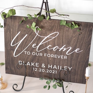 Wedding Welcome Sign, Custom Wood Wedding Sign, Welcome to Our Forever Sign, Rustic Wedding signage, Printed Wedding Name Board