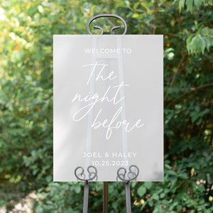 Wedding Rehearsal Sign, Welcome to the Night Before sign, Minimalist Wedding signage, Printed Wedding Name Board, Custom Sign